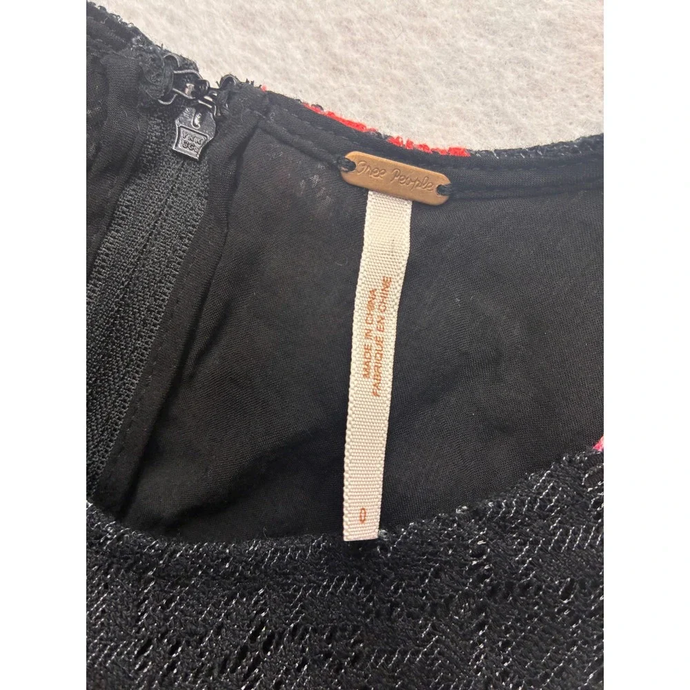 Free People Modern Fit Flare Whimsigoth Goth Rose Lace Waist - 0 Black Red